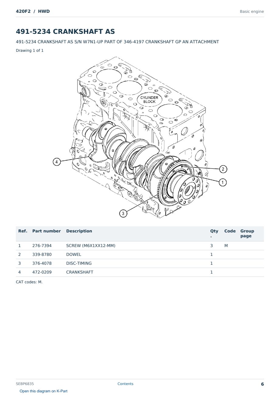 Caterpillar 420F2 S/N HWD Partsbook SEBP6835 (English) - sample page 6 of 10 Caterpillar 420F2 S/N HWD Partsbook SEBP6835 (English) - sample page 6 of 10