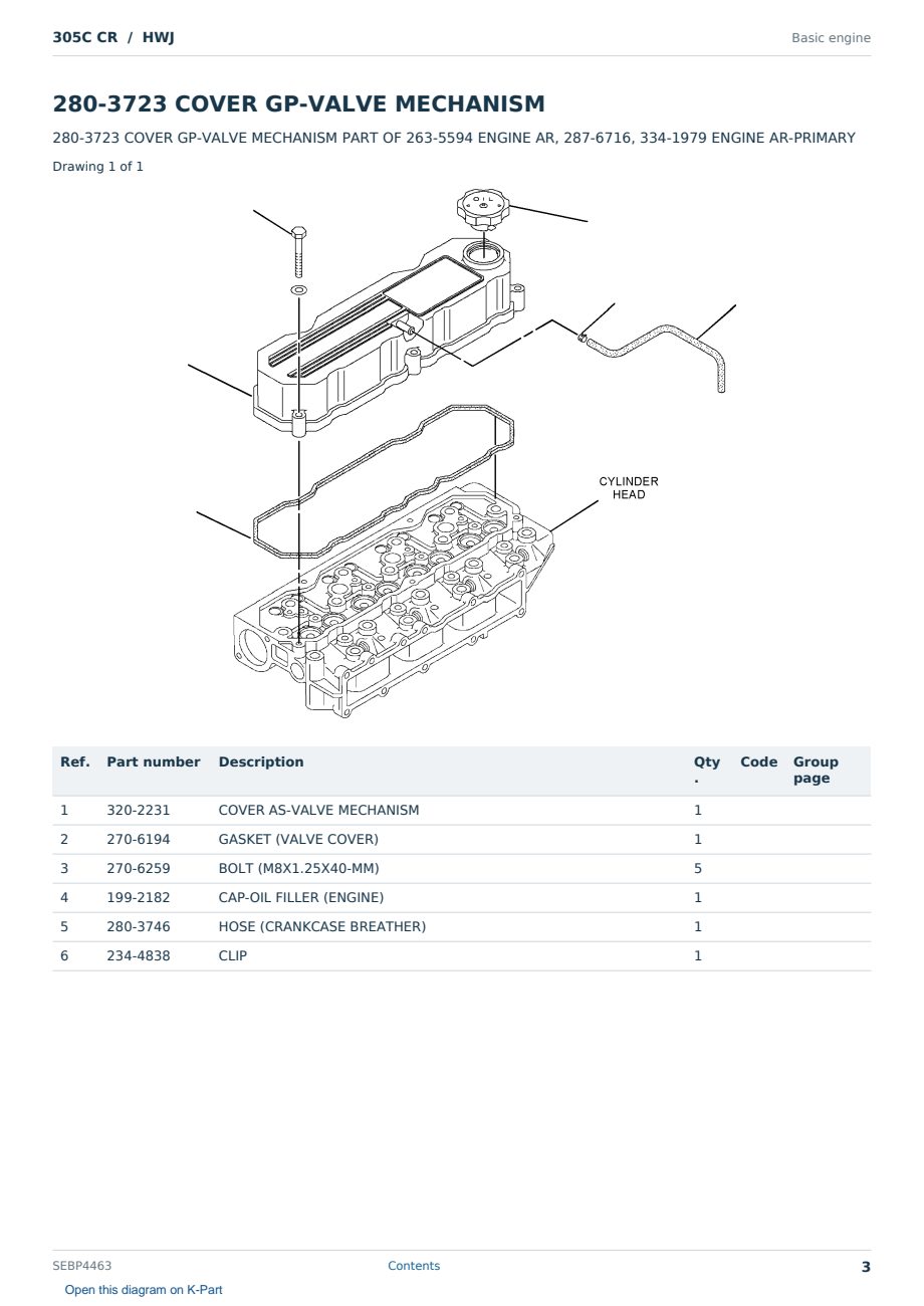 Caterpillar 305C CR S/N HWJ Partsbook SEBP4463 (English) - sample page 3 of 10 Caterpillar 305C CR S/N HWJ Partsbook SEBP4463 (English) - sample page 3 of 10