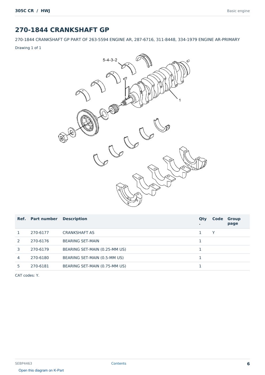 Caterpillar 305C CR S/N HWJ Partsbook SEBP4463 (English) - sample page 6 of 10 Caterpillar 305C CR S/N HWJ Partsbook SEBP4463 (English) - sample page 6 of 10