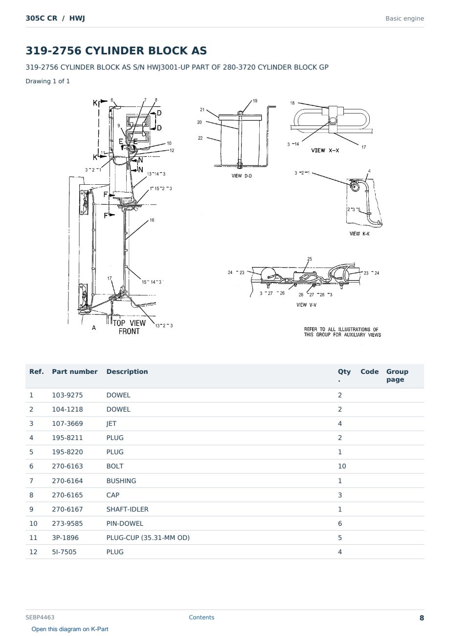Caterpillar 305C CR S/N HWJ Partsbook SEBP4463 (English) - sample page 8 of 10 Caterpillar 305C CR S/N HWJ Partsbook SEBP4463 (English) - sample page 8 of 10