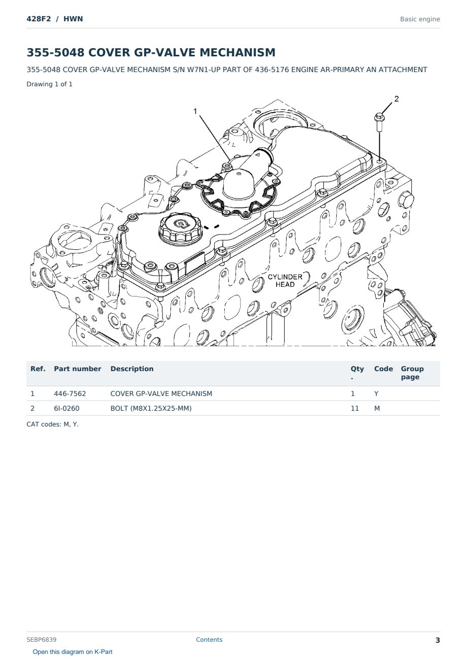Caterpillar 428F2 S/N HWN Partsbook SEBP6839 (English) - sample page 3 of 10 Caterpillar 428F2 S/N HWN Partsbook SEBP6839 (English) - sample page 3 of 10