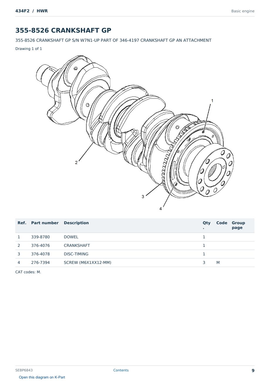 Caterpillar 434F2 S/N HWR Partsbook SEBP6843 (English) - sample page 9 of 10 Caterpillar 434F2 S/N HWR Partsbook SEBP6843 (English) - sample page 9 of 10