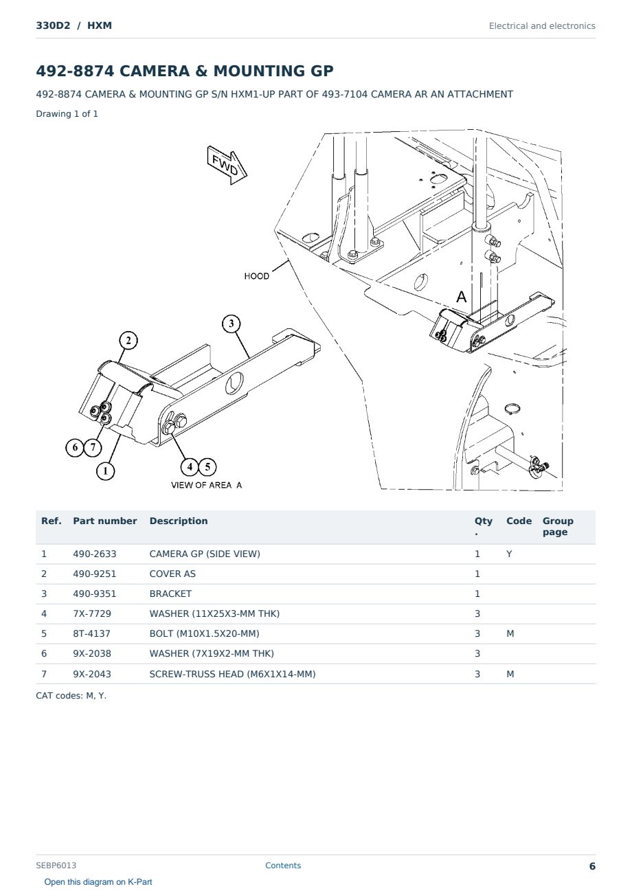 Caterpillar 330D2 S/N HXM Partsbook SEBP6013 (English) - sample page 6 of 10 Caterpillar 330D2 S/N HXM Partsbook SEBP6013 (English) - sample page 6 of 10