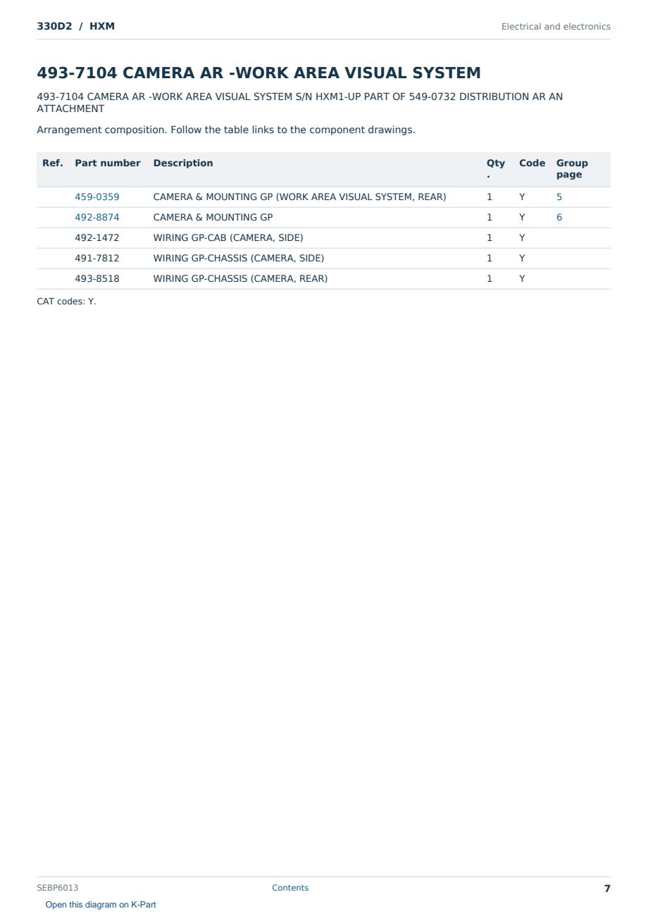 Caterpillar 330D2 S/N HXM Partsbook SEBP6013 (English) - sample page 7 of 10 Caterpillar 330D2 S/N HXM Partsbook SEBP6013 (English) - sample page 7 of 10