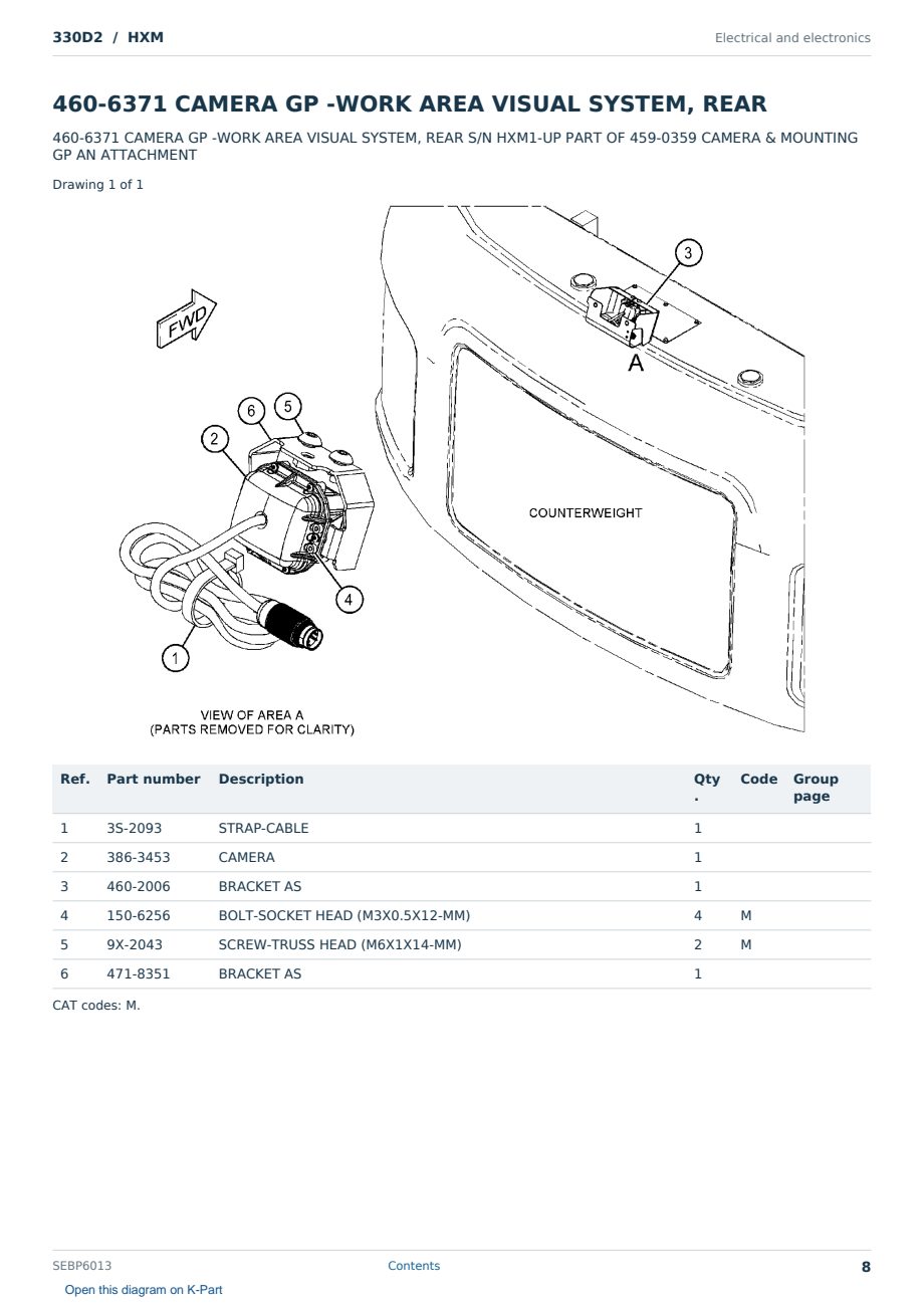 Caterpillar 330D2 S/N HXM Partsbook SEBP6013 (English) - sample page 8 of 10 Caterpillar 330D2 S/N HXM Partsbook SEBP6013 (English) - sample page 8 of 10