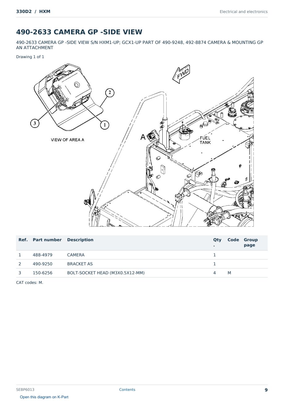 Caterpillar 330D2 S/N HXM Partsbook SEBP6013 (English) - sample page 9 of 10 Caterpillar 330D2 S/N HXM Partsbook SEBP6013 (English) - sample page 9 of 10