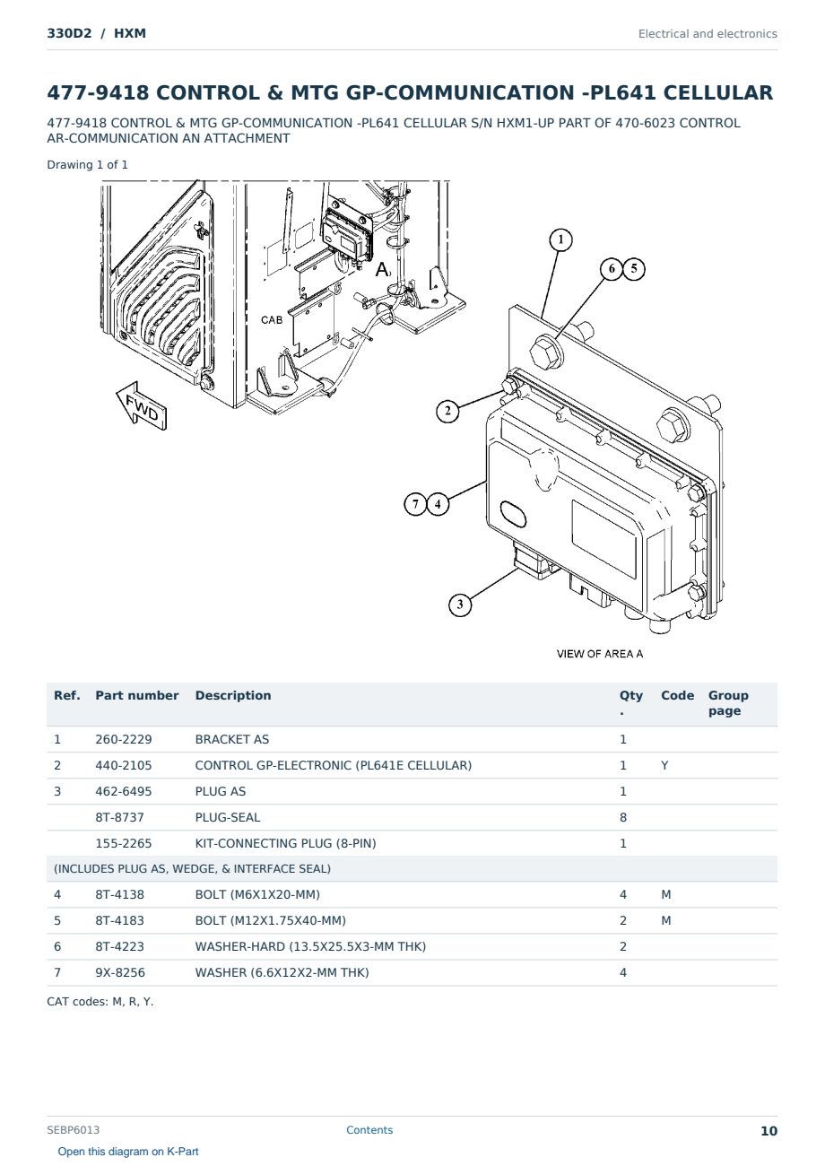 Caterpillar 330D2 S/N HXM Partsbook SEBP6013 (English) - sample page 10 of 10 Caterpillar 330D2 S/N HXM Partsbook SEBP6013 (English) - sample page 10 of 10