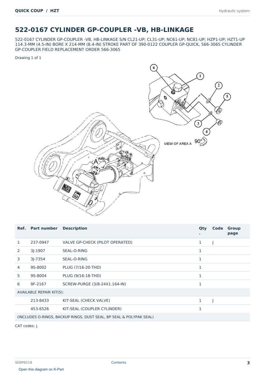 Caterpillar QUICK COUP S/N HZT Partsbook SEBP6518 (English) - sample page 3 of 10 Caterpillar QUICK COUP S/N HZT Partsbook SEBP6518 (English) - sample page 3 of 10