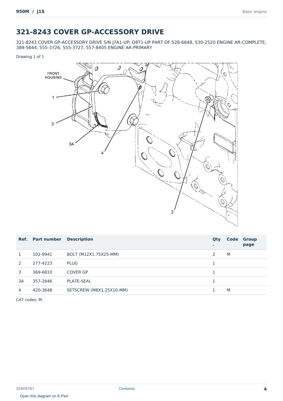 Caterpillar 950M S/N J1S Partsbook SEBP6787 (English) - sample page 4 of 10 Caterpillar 950M S/N J1S Partsbook SEBP6787 (English) - sample page 4 of 10