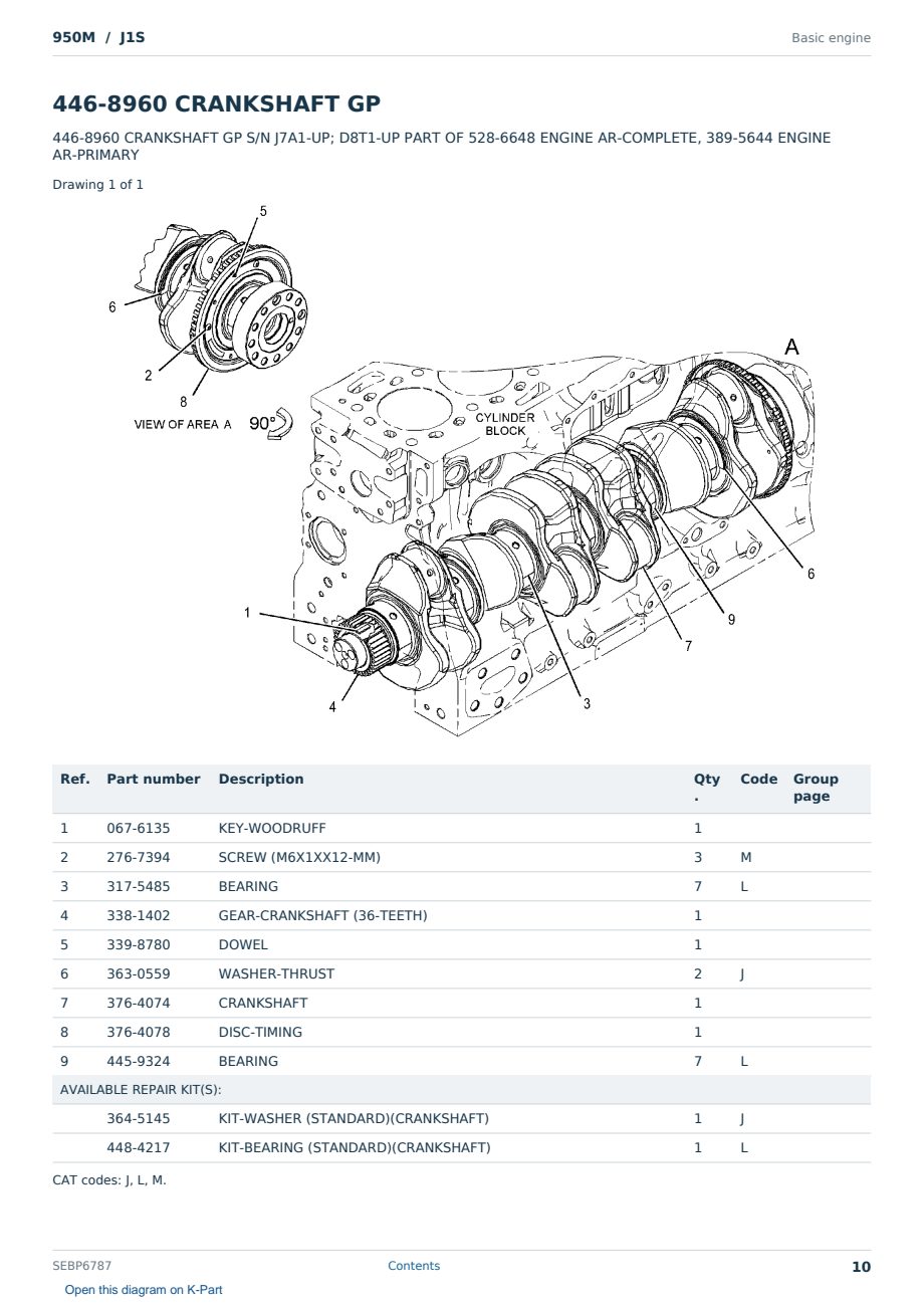 Caterpillar 950M S/N J1S Partsbook SEBP6787 (English) - sample page 10 of 10 Caterpillar 950M S/N J1S Partsbook SEBP6787 (English) - sample page 10 of 10