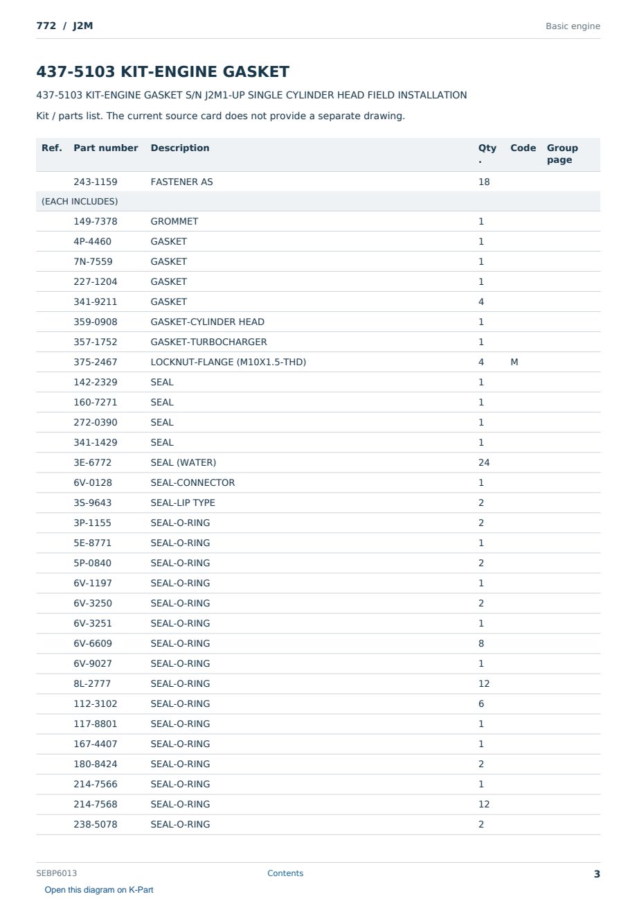 Caterpillar 772 S/N J2M Partsbook SEBP6013 (English) - sample page 3 of 9 Caterpillar 772 S/N J2M Partsbook SEBP6013 (English) - sample page 3 of 9