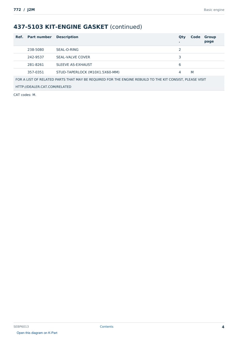 Caterpillar 772 S/N J2M Partsbook SEBP6013 (English) - sample page 4 of 9 Caterpillar 772 S/N J2M Partsbook SEBP6013 (English) - sample page 4 of 9