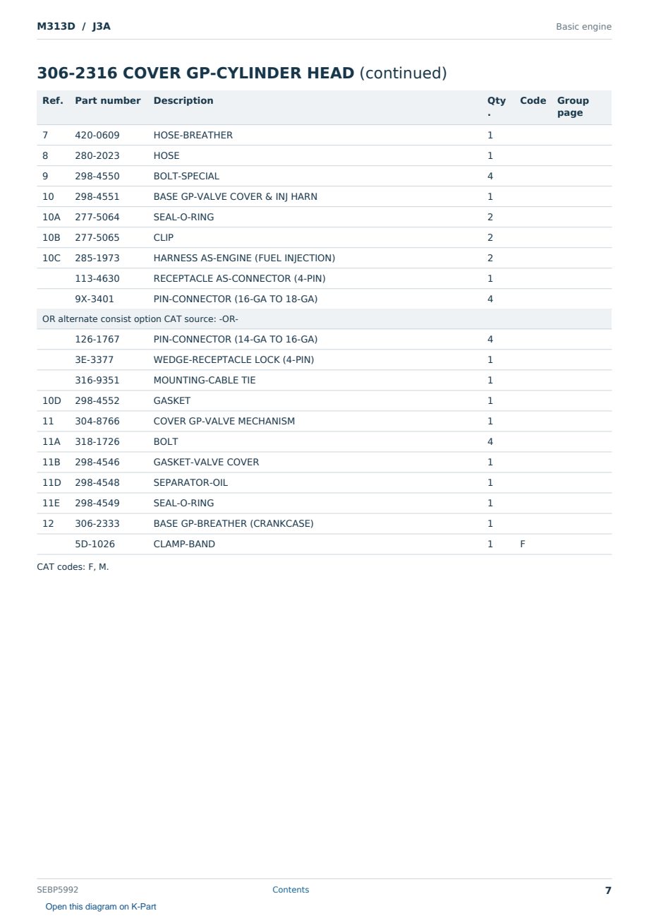 Caterpillar M313D S/N J3A Partsbook SEBP5992 (English) - sample page 7 of 10 Caterpillar M313D S/N J3A Partsbook SEBP5992 (English) - sample page 7 of 10