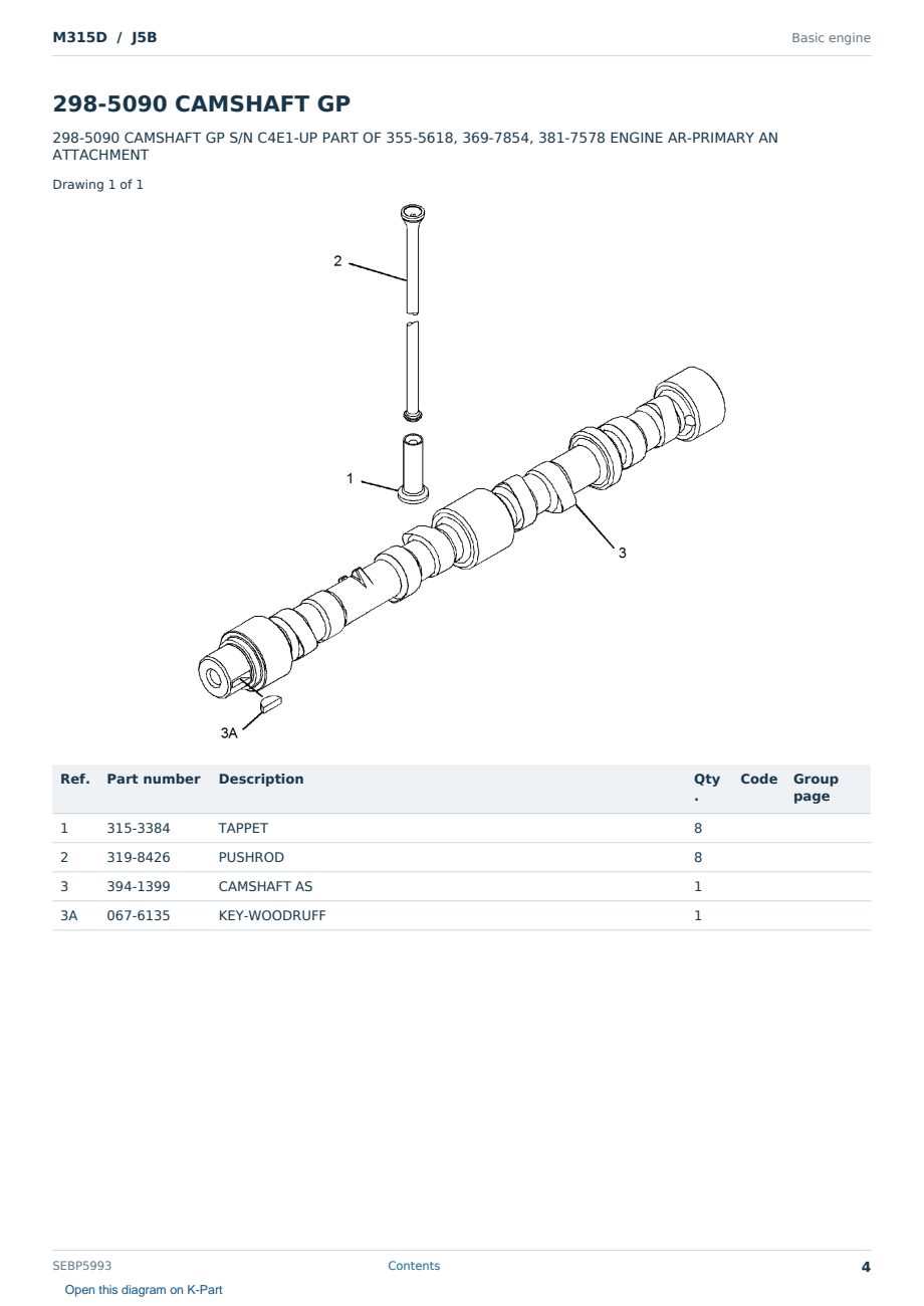 Caterpillar M315D S/N J5B Partsbook SEBP5993 (English) - sample page 4 of 10 Caterpillar M315D S/N J5B Partsbook SEBP5993 (English) - sample page 4 of 10