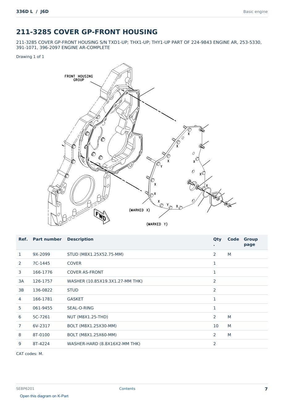 Caterpillar 336D L S/N J6D Partsbook SEBP6201 (English) - sample page 7 of 10 Caterpillar 336D L S/N J6D Partsbook SEBP6201 (English) - sample page 7 of 10