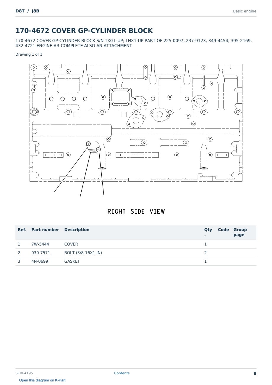 Caterpillar D8T S/N J8B Partsbook SEBP4195 (English) - sample page 8 of 10 Caterpillar D8T S/N J8B Partsbook SEBP4195 (English) - sample page 8 of 10