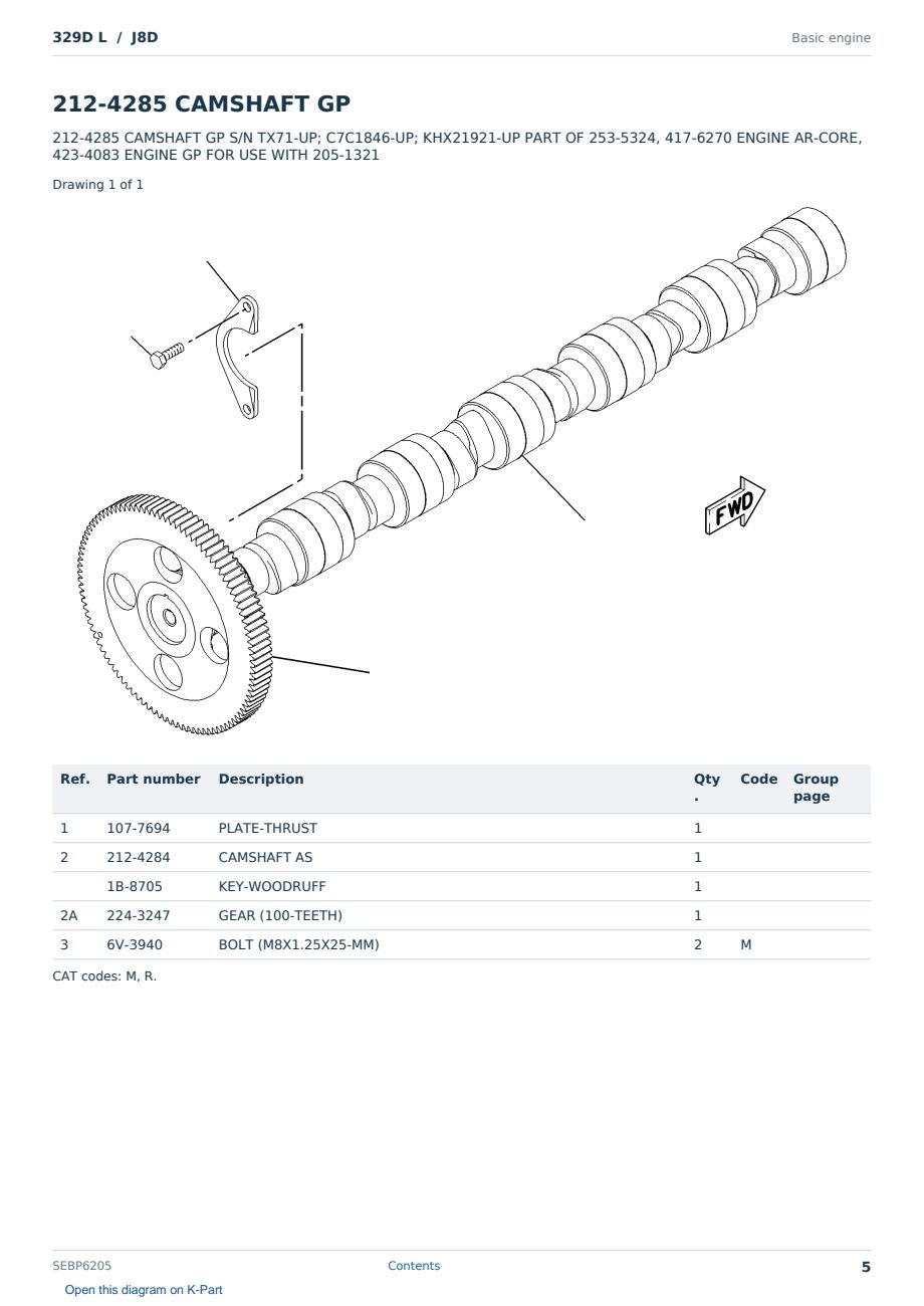 Caterpillar 329D L S/N J8D Partsbook SEBP6205 (English) - sample page 5 of 10 Caterpillar 329D L S/N J8D Partsbook SEBP6205 (English) - sample page 5 of 10