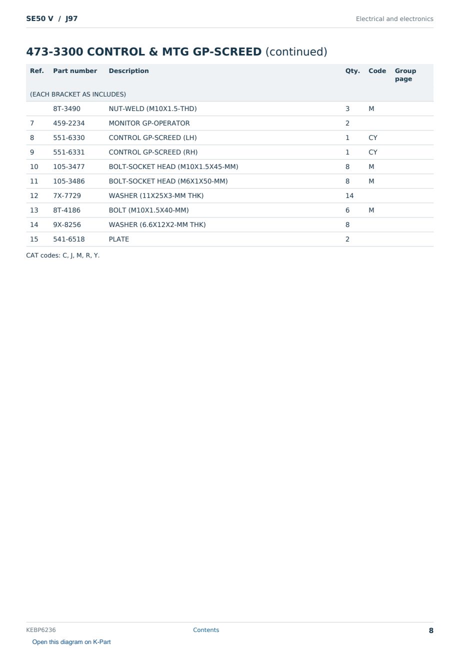 Caterpillar SE50 V S/N J97 Partsbook KEBP6236 (English) - sample page 8 of 10 Caterpillar SE50 V S/N J97 Partsbook KEBP6236 (English) - sample page 8 of 10