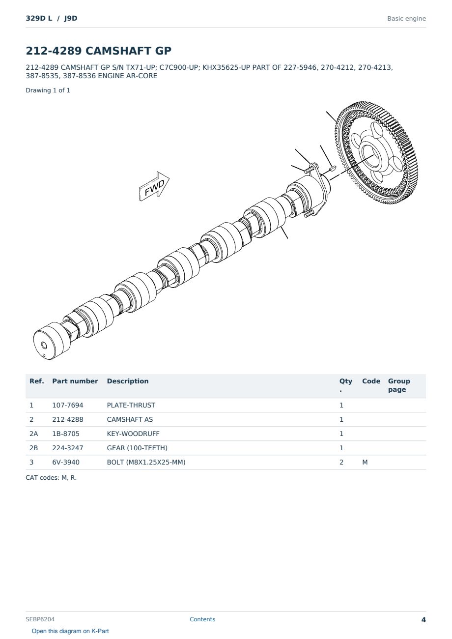 Caterpillar 329D L S/N J9D Partsbook SEBP6204 (English) - sample page 4 of 10 Caterpillar 329D L S/N J9D Partsbook SEBP6204 (English) - sample page 4 of 10