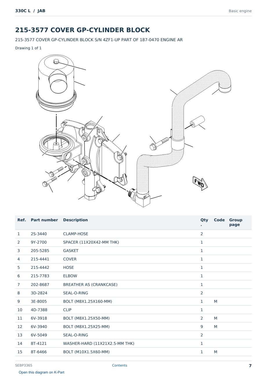 Caterpillar 330C L S/N JAB Partsbook SEBP3365 (English) - sample page 7 of 10 Caterpillar 330C L S/N JAB Partsbook SEBP3365 (English) - sample page 7 of 10