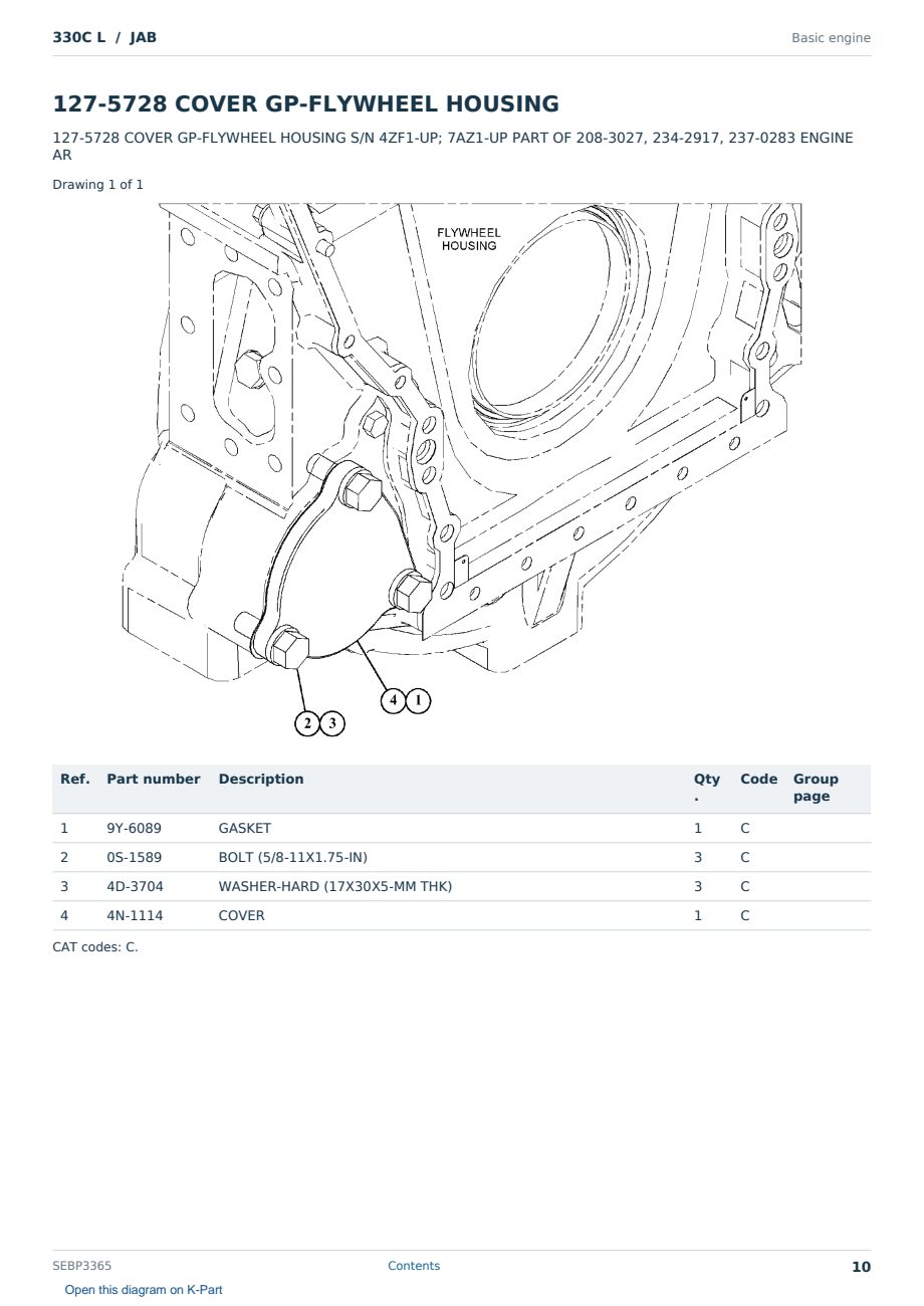 Caterpillar 330C L S/N JAB Partsbook SEBP3365 (English) - sample page 10 of 10 Caterpillar 330C L S/N JAB Partsbook SEBP3365 (English) - sample page 10 of 10