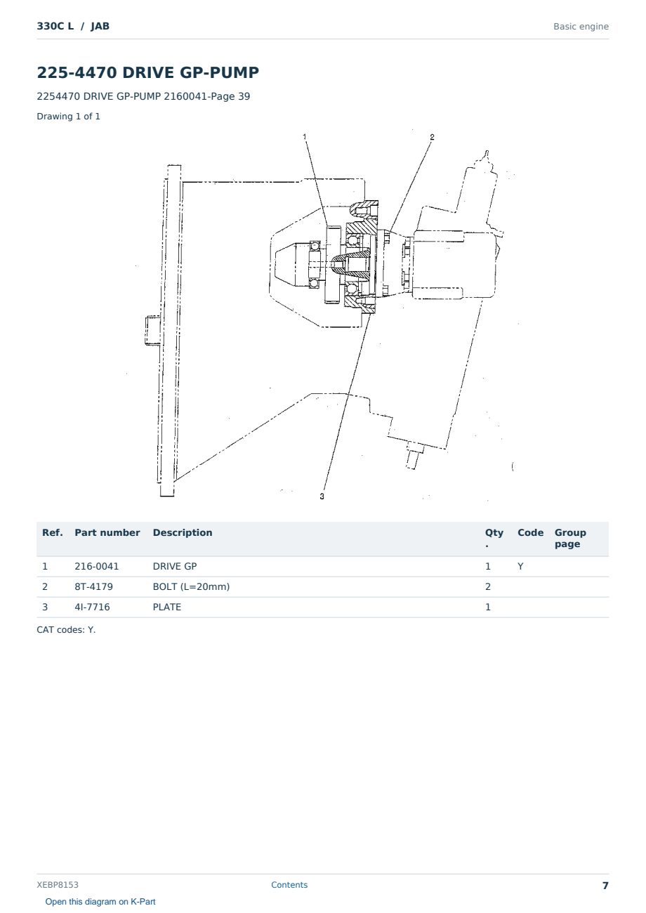 Caterpillar 330C L S/N JAB Partsbook XEBP8153 (English) - sample page 7 of 10 Caterpillar 330C L S/N JAB Partsbook XEBP8153 (English) - sample page 7 of 10