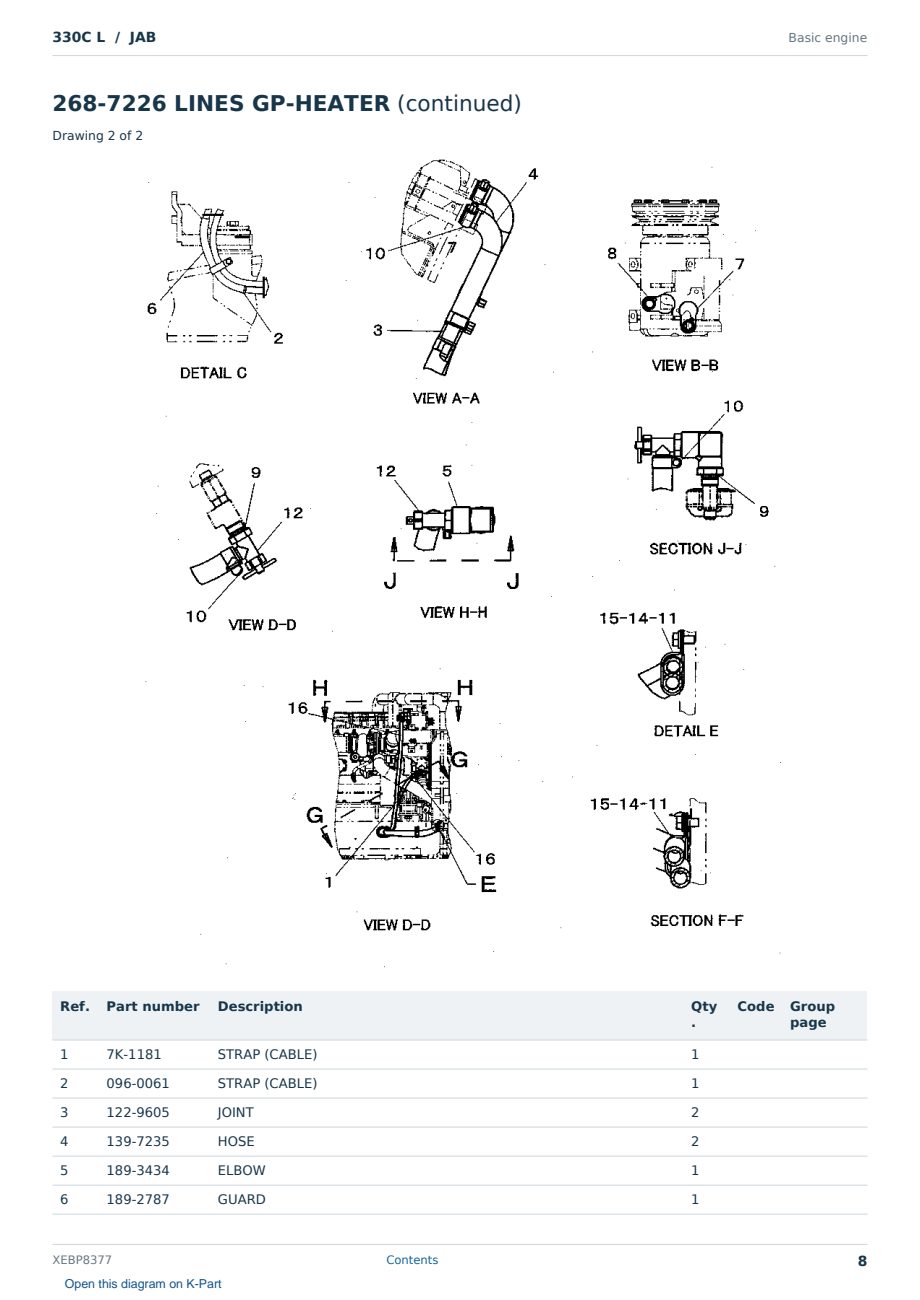 Caterpillar 330C L S/N JAB Partsbook XEBP8377 (English) - sample page 8 of 10 Caterpillar 330C L S/N JAB Partsbook XEBP8377 (English) - sample page 8 of 10