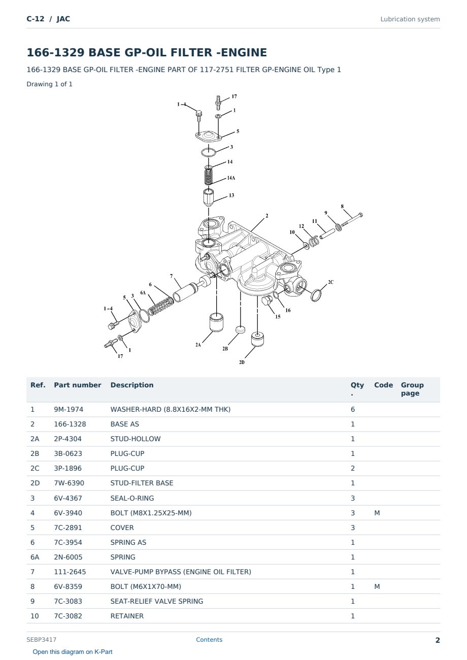 Caterpillar C-12 S/N JAC Partsbook SEBP3417 (English) - sample page 2 of 10 Caterpillar C-12 S/N JAC Partsbook SEBP3417 (English) - sample page 2 of 10