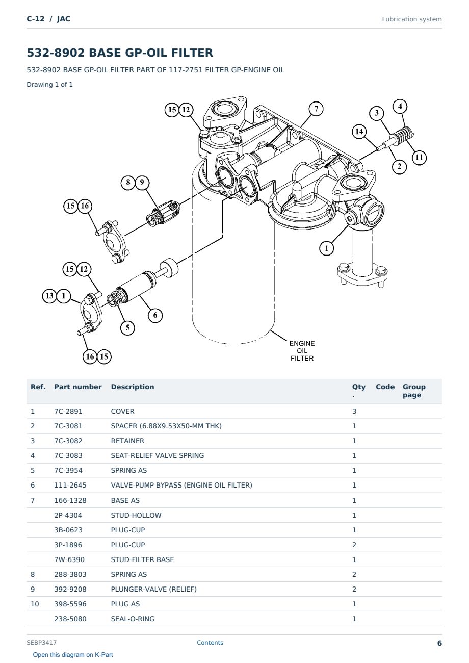Caterpillar C-12 S/N JAC Partsbook SEBP3417 (English) - sample page 6 of 10 Caterpillar C-12 S/N JAC Partsbook SEBP3417 (English) - sample page 6 of 10