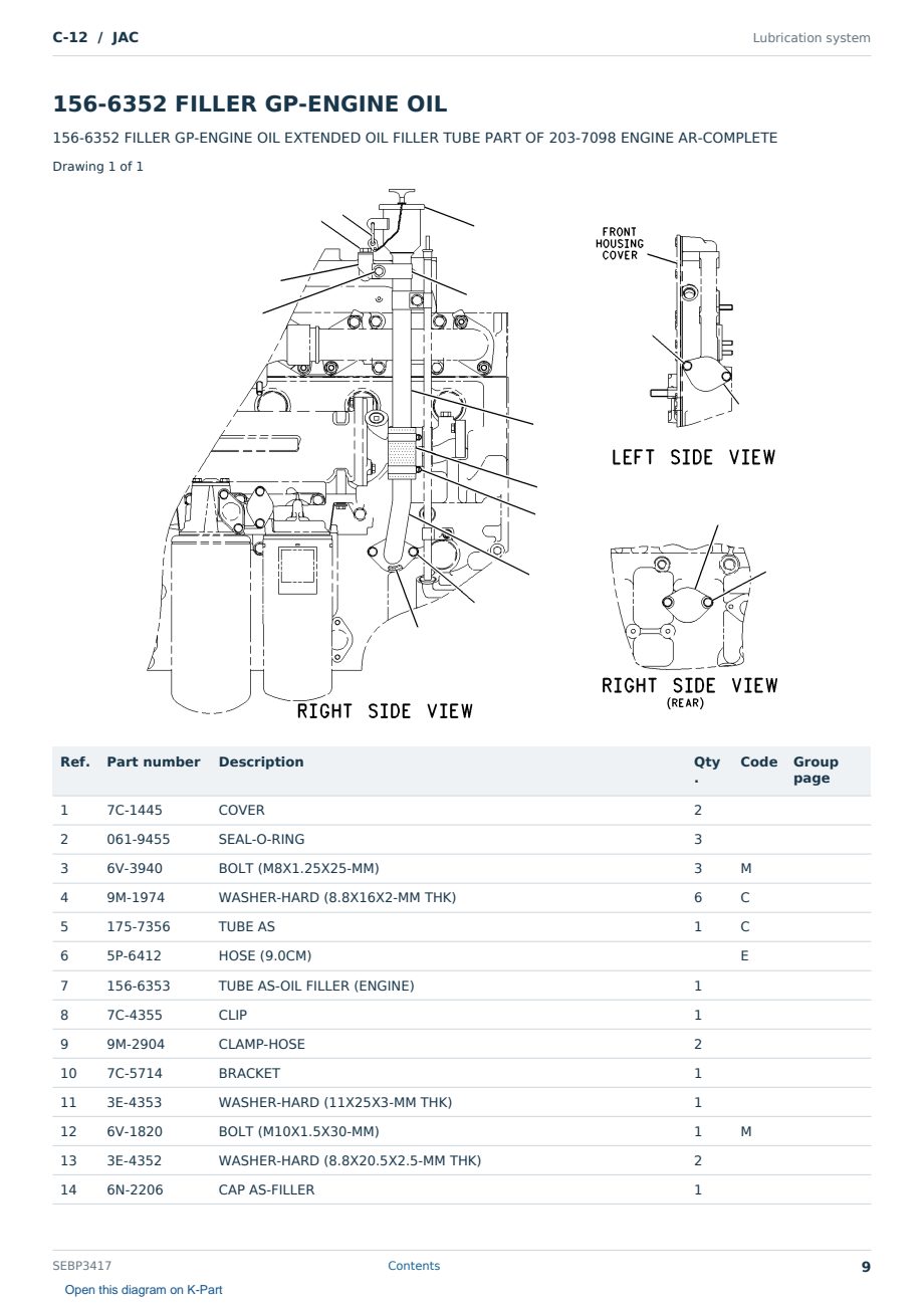 Caterpillar C-12 S/N JAC Partsbook SEBP3417 (English) - sample page 9 of 10 Caterpillar C-12 S/N JAC Partsbook SEBP3417 (English) - sample page 9 of 10