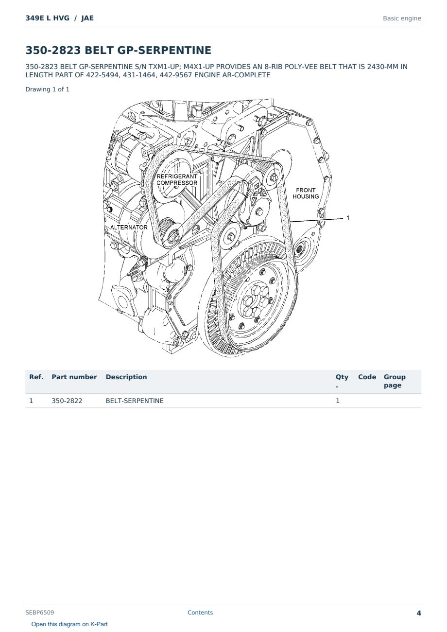 Caterpillar 349E L HVG S/N JAE Partsbook SEBP6509 (English) - sample page 4 of 10 Caterpillar 349E L HVG S/N JAE Partsbook SEBP6509 (English) - sample page 4 of 10