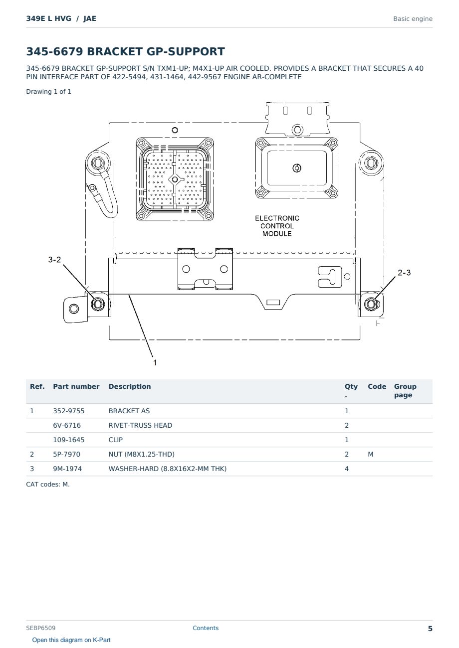Caterpillar 349E L HVG S/N JAE Partsbook SEBP6509 (English) - sample page 5 of 10 Caterpillar 349E L HVG S/N JAE Partsbook SEBP6509 (English) - sample page 5 of 10