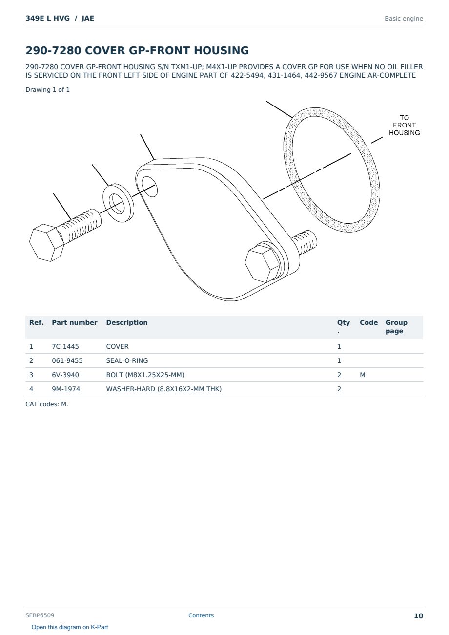 Caterpillar 349E L HVG S/N JAE Partsbook SEBP6509 (English) - sample page 10 of 10 Caterpillar 349E L HVG S/N JAE Partsbook SEBP6509 (English) - sample page 10 of 10