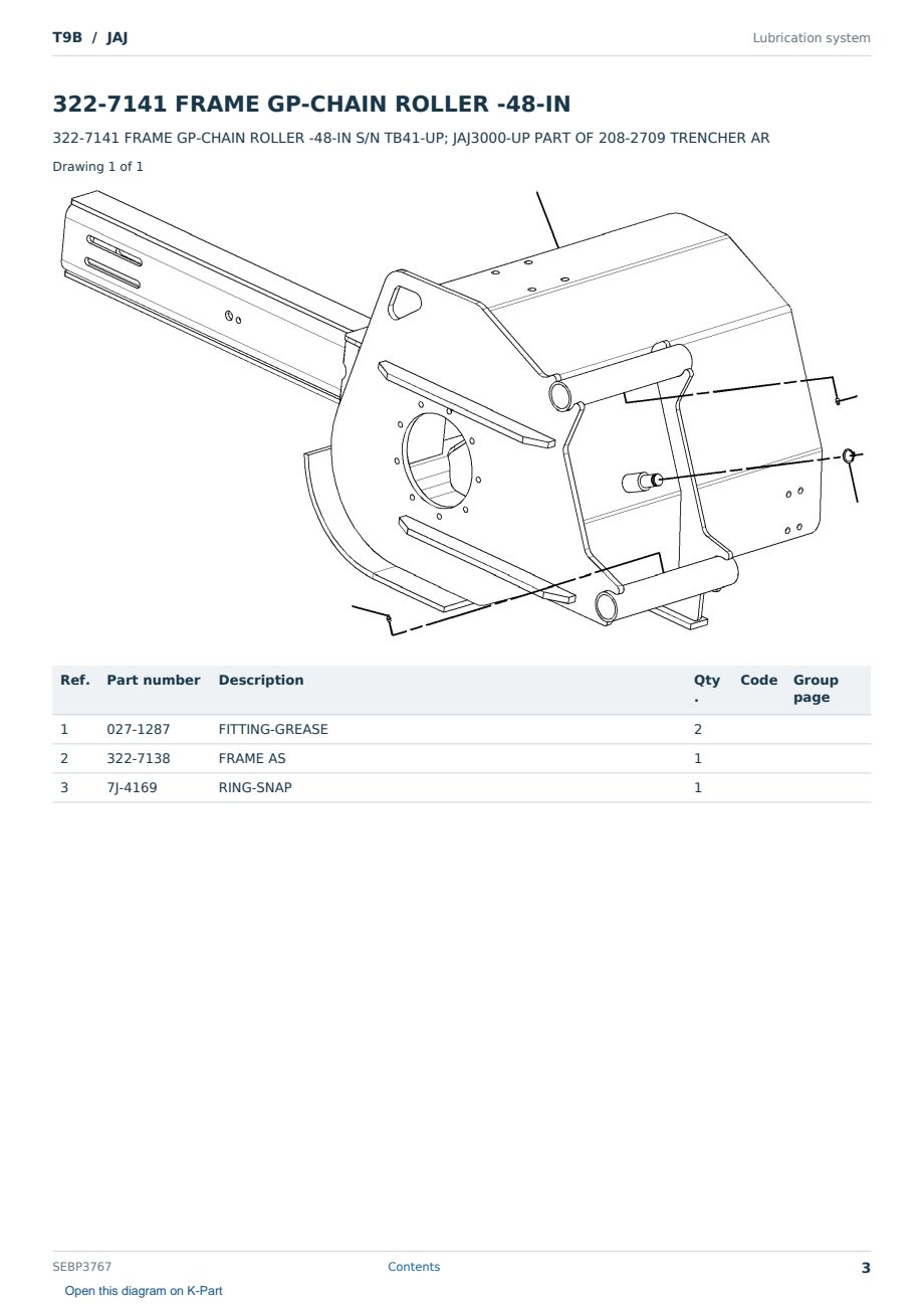 Caterpillar T9B S/N JAJ Partsbook SEBP3767 (English) - sample page 3 of 10 Caterpillar T9B S/N JAJ Partsbook SEBP3767 (English) - sample page 3 of 10