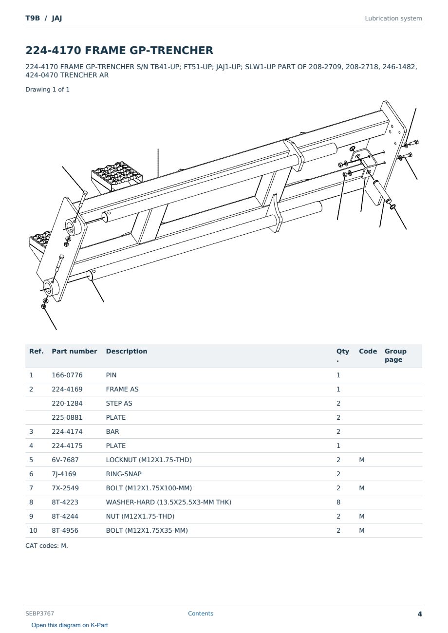 Caterpillar T9B S/N JAJ Partsbook SEBP3767 (English) - sample page 4 of 10 Caterpillar T9B S/N JAJ Partsbook SEBP3767 (English) - sample page 4 of 10