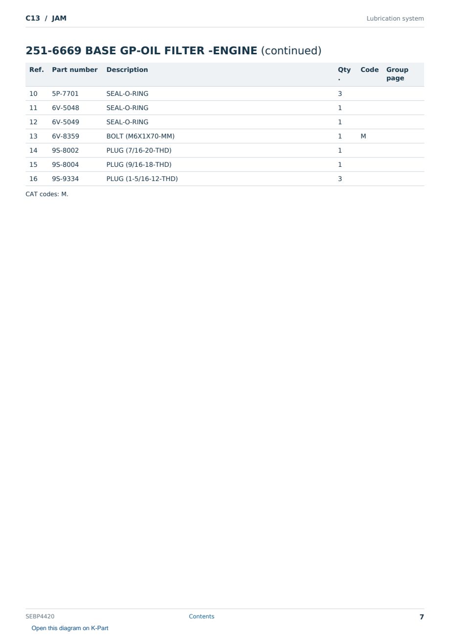 Caterpillar C13 S/N JAM Partsbook SEBP4420 (English) - sample page 7 of 10 Caterpillar C13 S/N JAM Partsbook SEBP4420 (English) - sample page 7 of 10