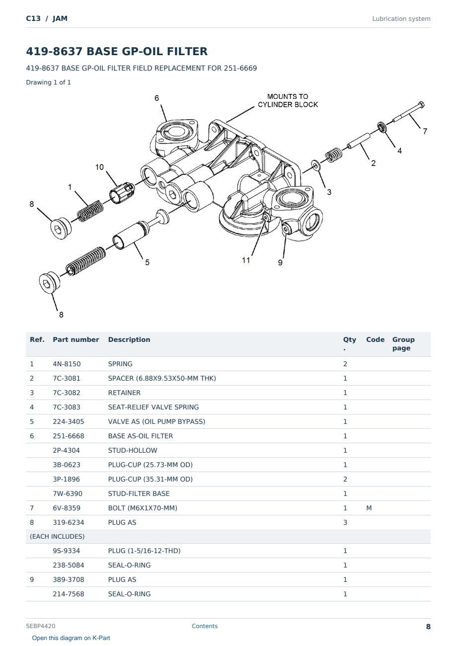 Caterpillar C13 S/N JAM Partsbook SEBP4420 (English) - sample page 8 of 10 Caterpillar C13 S/N JAM Partsbook SEBP4420 (English) - sample page 8 of 10