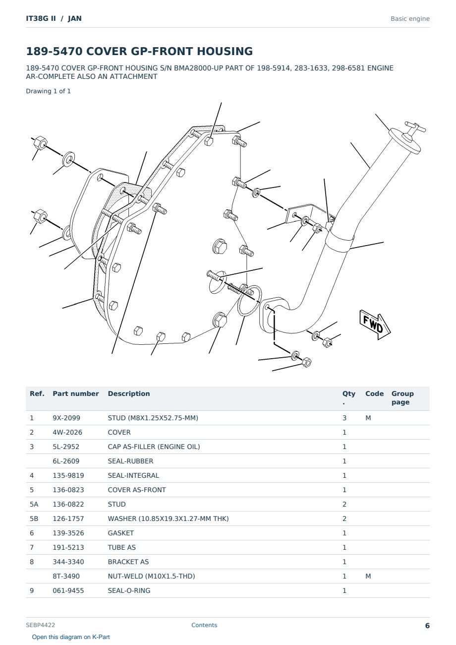 Caterpillar IT38G II S/N JAN Partsbook SEBP4422 (English) - sample page 6 of 10 Caterpillar IT38G II S/N JAN Partsbook SEBP4422 (English) - sample page 6 of 10