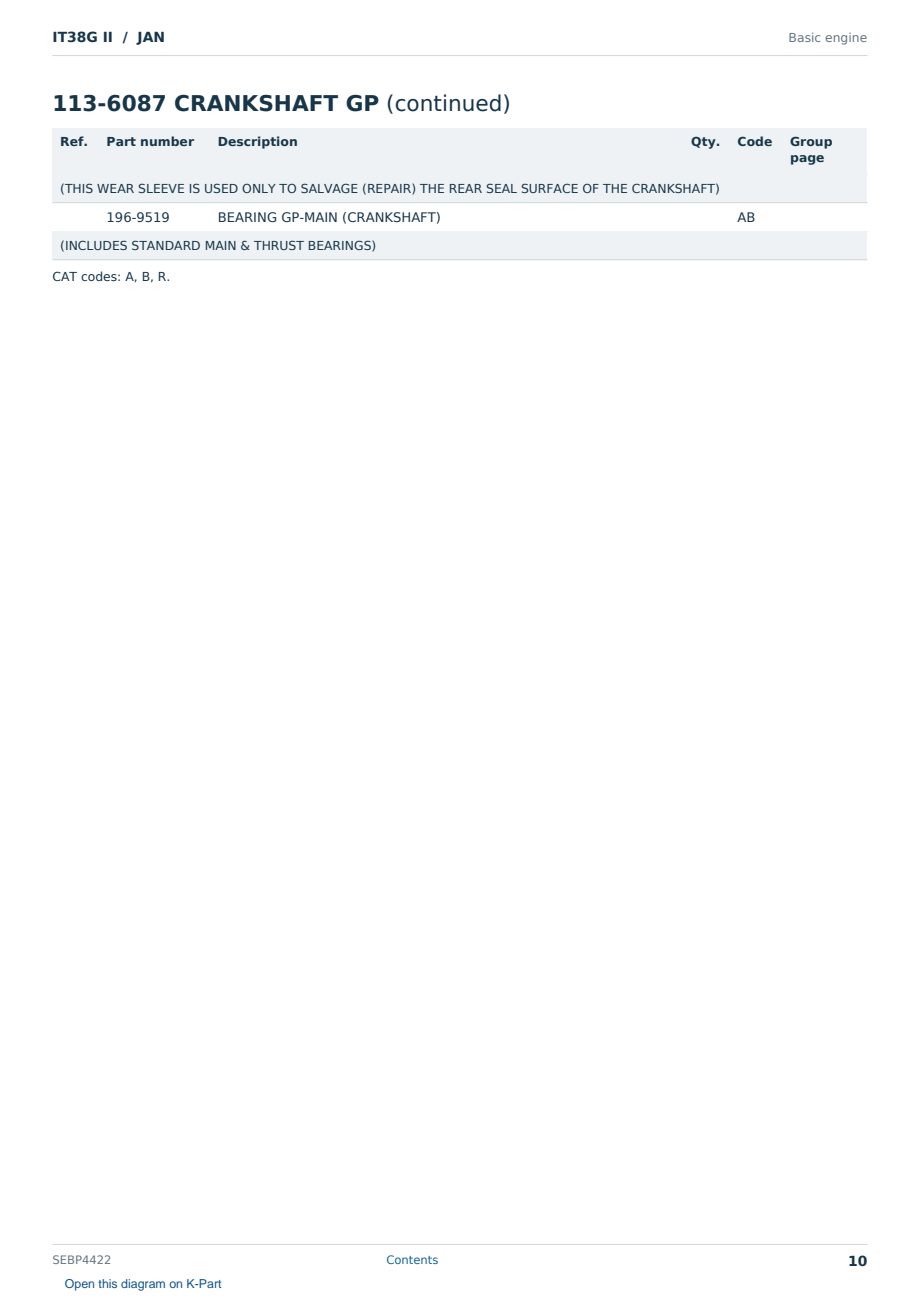 Caterpillar IT38G II S/N JAN Partsbook SEBP4422 (English) - sample page 10 of 10 Caterpillar IT38G II S/N JAN Partsbook SEBP4422 (English) - sample page 10 of 10