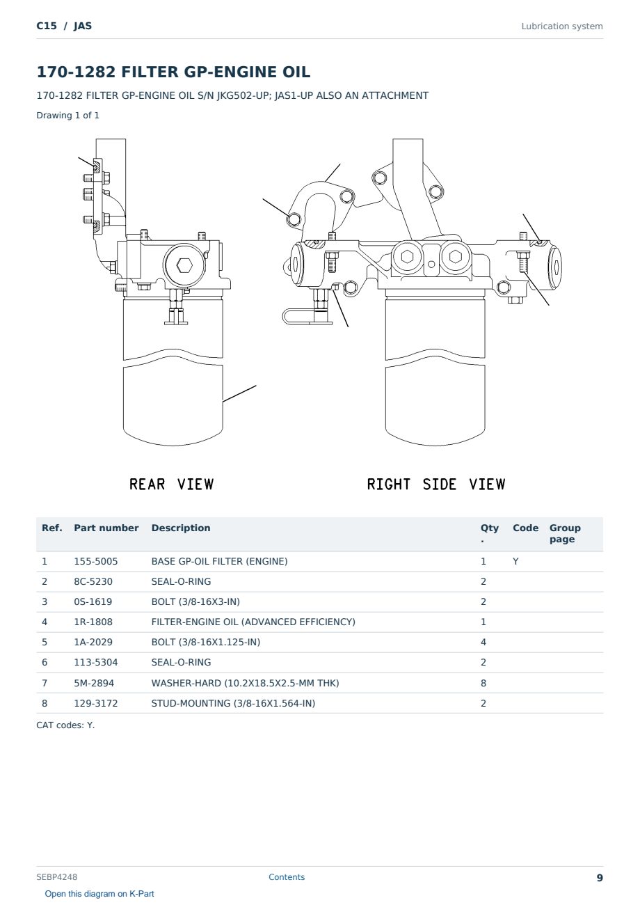 Caterpillar C15 S/N JAS Partsbook SEBP4248 (English) - sample page 9 of 10 Caterpillar C15 S/N JAS Partsbook SEBP4248 (English) - sample page 9 of 10