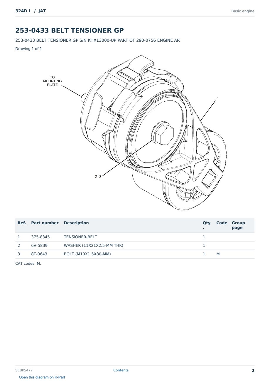 Caterpillar 324D L S/N JAT Partsbook SEBP5477 (English) - sample page 2 of 10 Caterpillar 324D L S/N JAT Partsbook SEBP5477 (English) - sample page 2 of 10