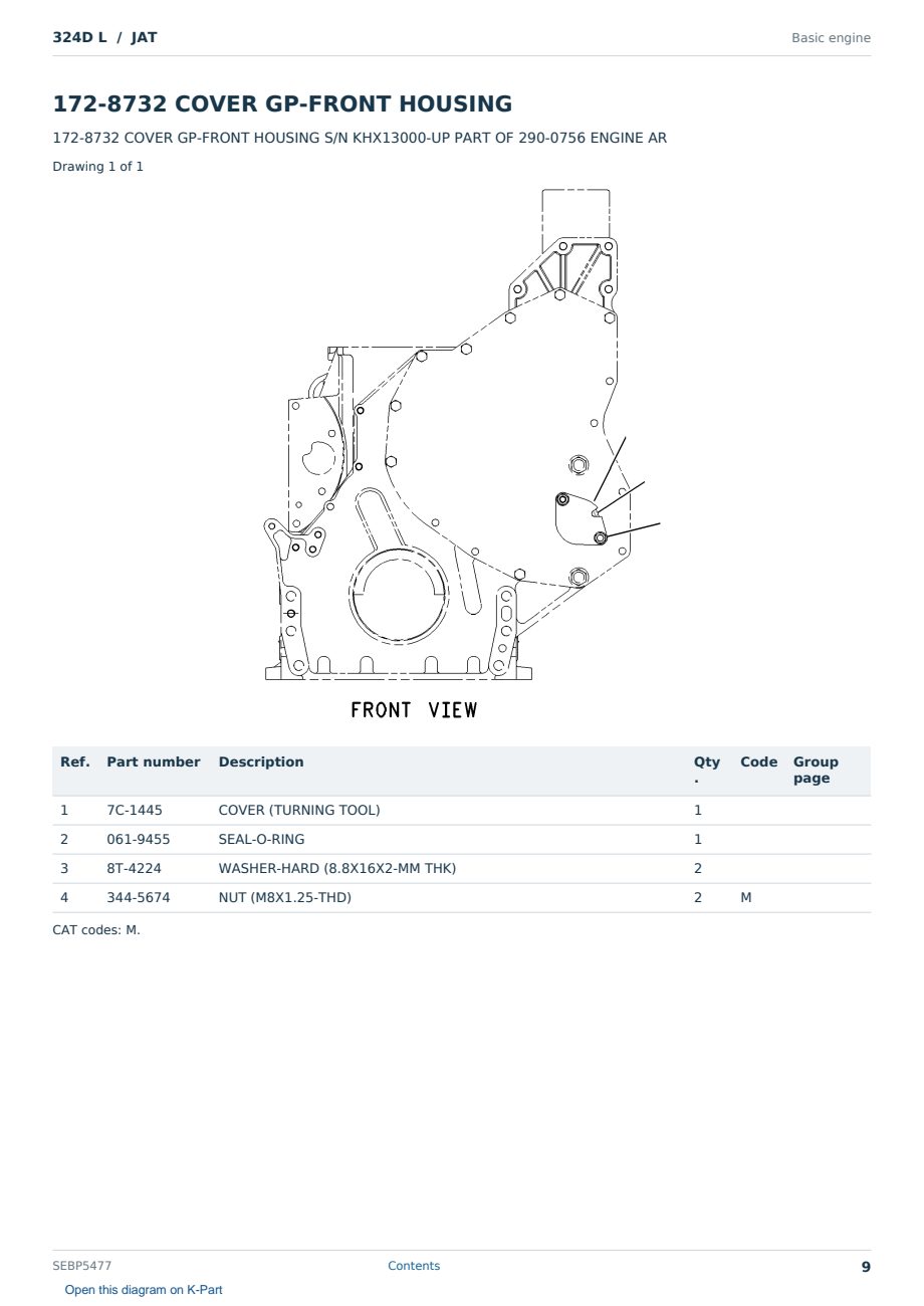 Caterpillar 324D L S/N JAT Partsbook SEBP5477 (English) - sample page 9 of 10 Caterpillar 324D L S/N JAT Partsbook SEBP5477 (English) - sample page 9 of 10