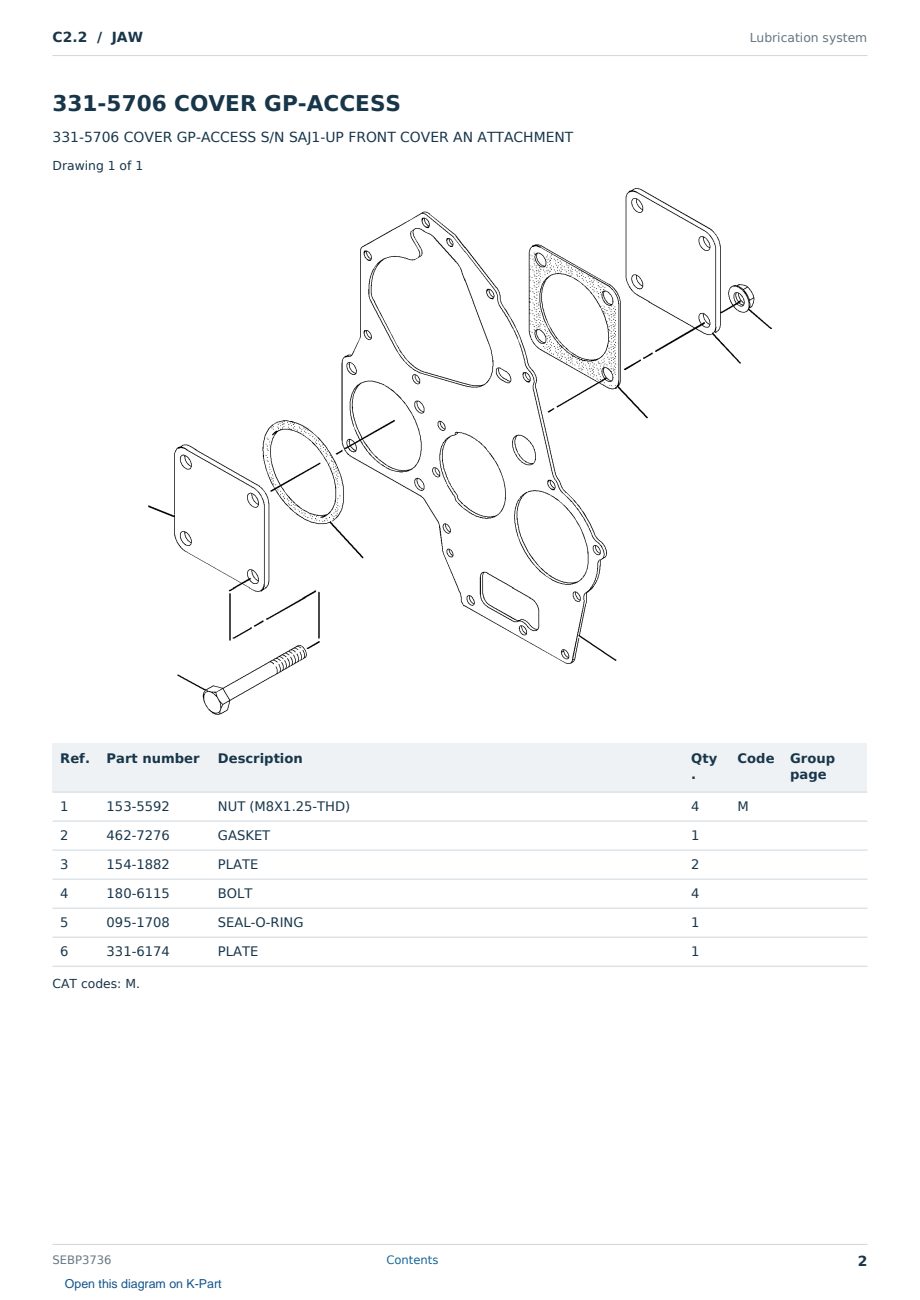 Caterpillar C2.2 S/N JAW Partsbook SEBP3736 (English) - sample page 2 of 10 Caterpillar C2.2 S/N JAW Partsbook SEBP3736 (English) - sample page 2 of 10