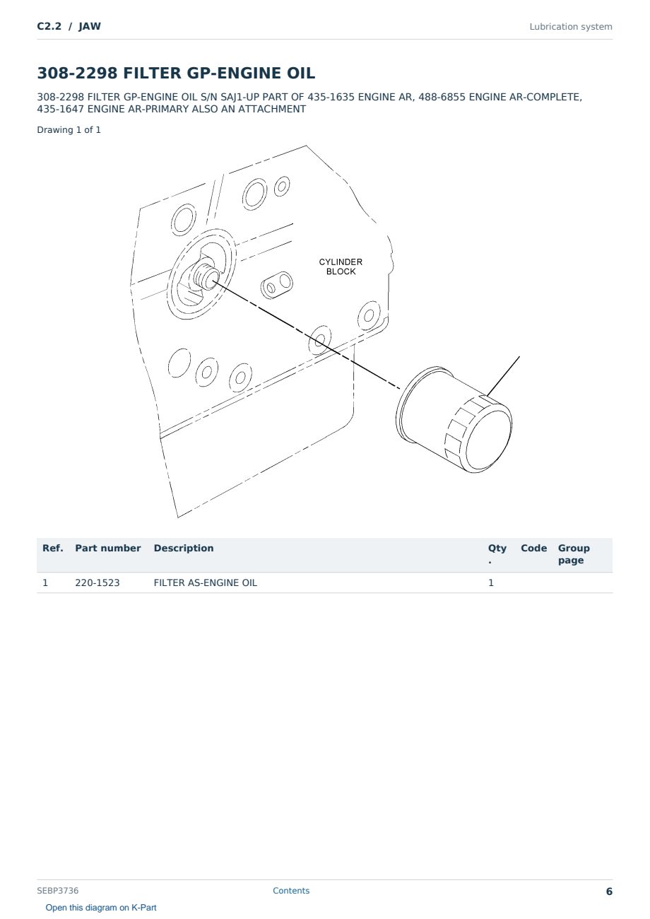 Caterpillar C2.2 S/N JAW Partsbook SEBP3736 (English) - sample page 6 of 10 Caterpillar C2.2 S/N JAW Partsbook SEBP3736 (English) - sample page 6 of 10