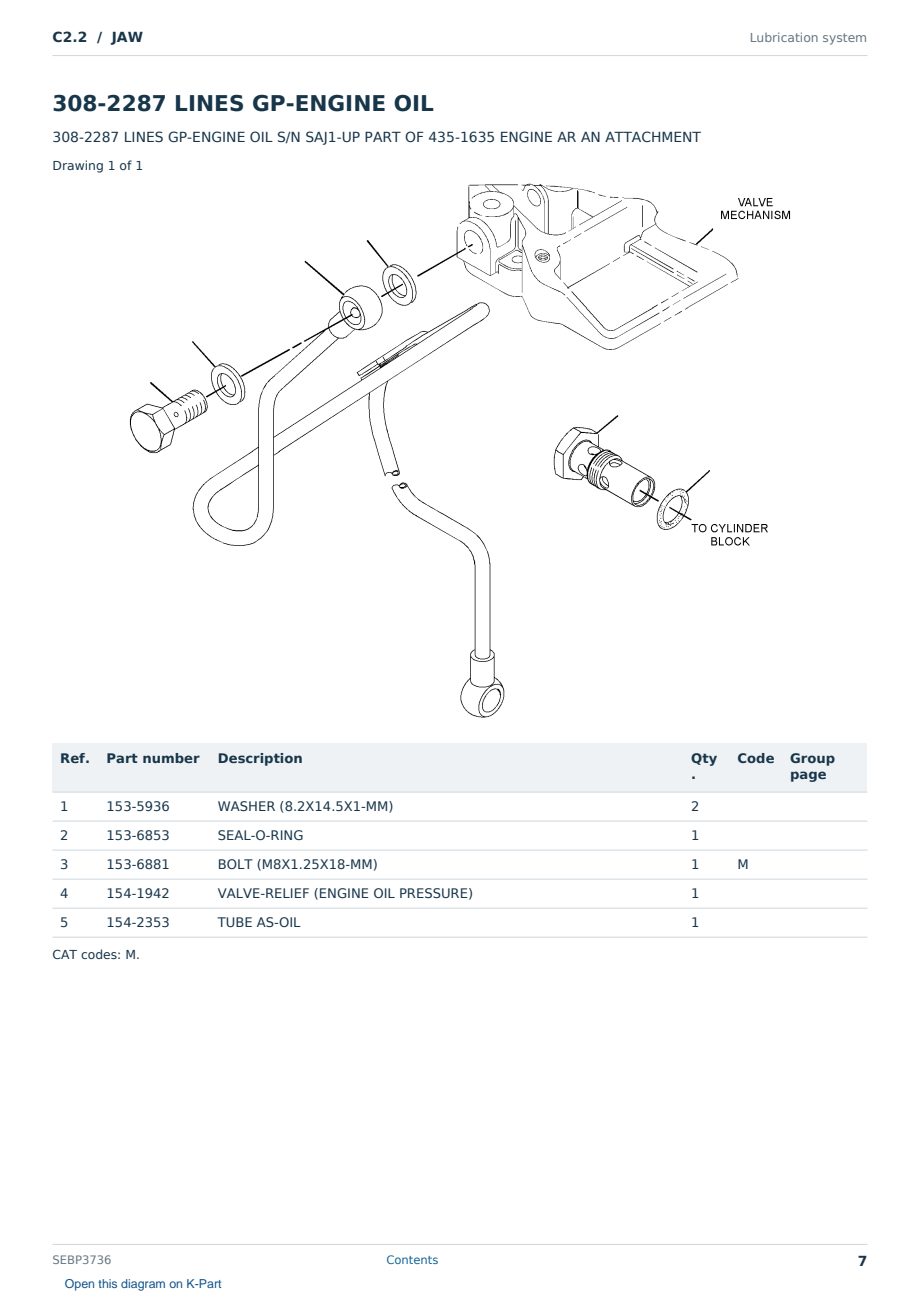 Caterpillar C2.2 S/N JAW Partsbook SEBP3736 (English) - sample page 7 of 10 Caterpillar C2.2 S/N JAW Partsbook SEBP3736 (English) - sample page 7 of 10