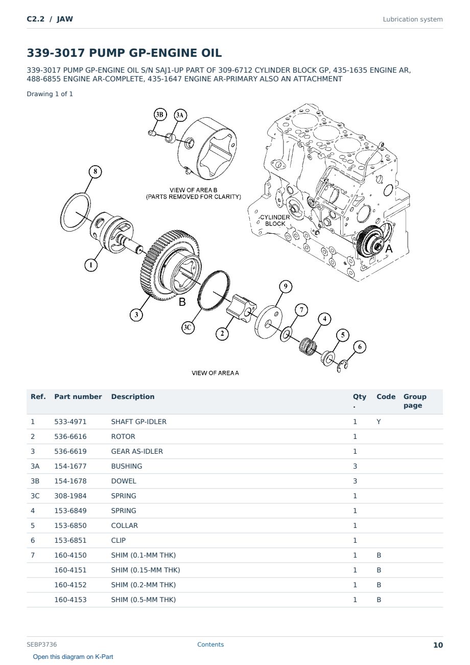 Caterpillar C2.2 S/N JAW Partsbook SEBP3736 (English) - sample page 10 of 10 Caterpillar C2.2 S/N JAW Partsbook SEBP3736 (English) - sample page 10 of 10
