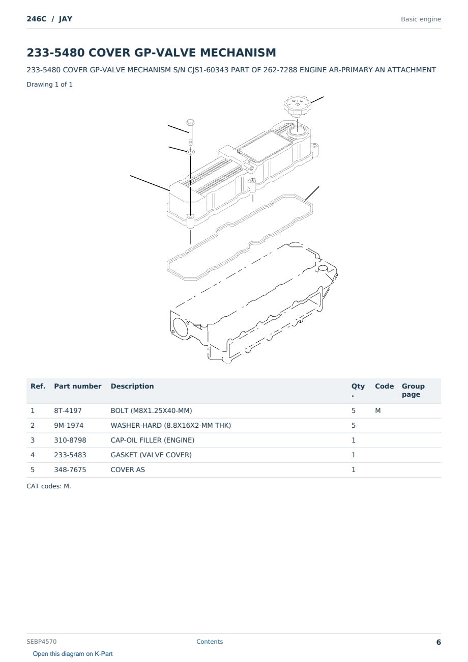 Caterpillar 246C S/N JAY Partsbook SEBP4570 (English) - sample page 6 of 10 Caterpillar 246C S/N JAY Partsbook SEBP4570 (English) - sample page 6 of 10