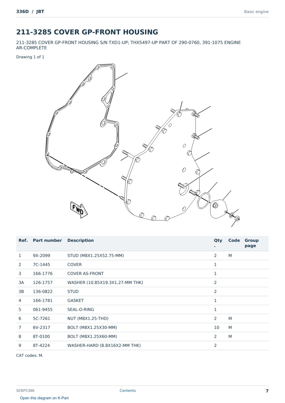 Caterpillar 336D S/N JBT Partsbook SEBP5386 (English) - sample page 7 of 10 Caterpillar 336D S/N JBT Partsbook SEBP5386 (English) - sample page 7 of 10