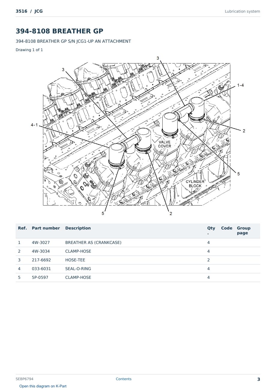 Caterpillar 3516 S/N JCG Partsbook SEBP6794 (English) - sample page 3 of 10 Caterpillar 3516 S/N JCG Partsbook SEBP6794 (English) - sample page 3 of 10