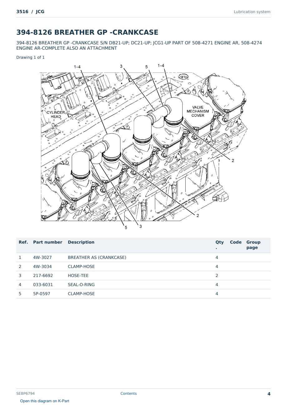 Caterpillar 3516 S/N JCG Partsbook SEBP6794 (English) - sample page 4 of 10 Caterpillar 3516 S/N JCG Partsbook SEBP6794 (English) - sample page 4 of 10